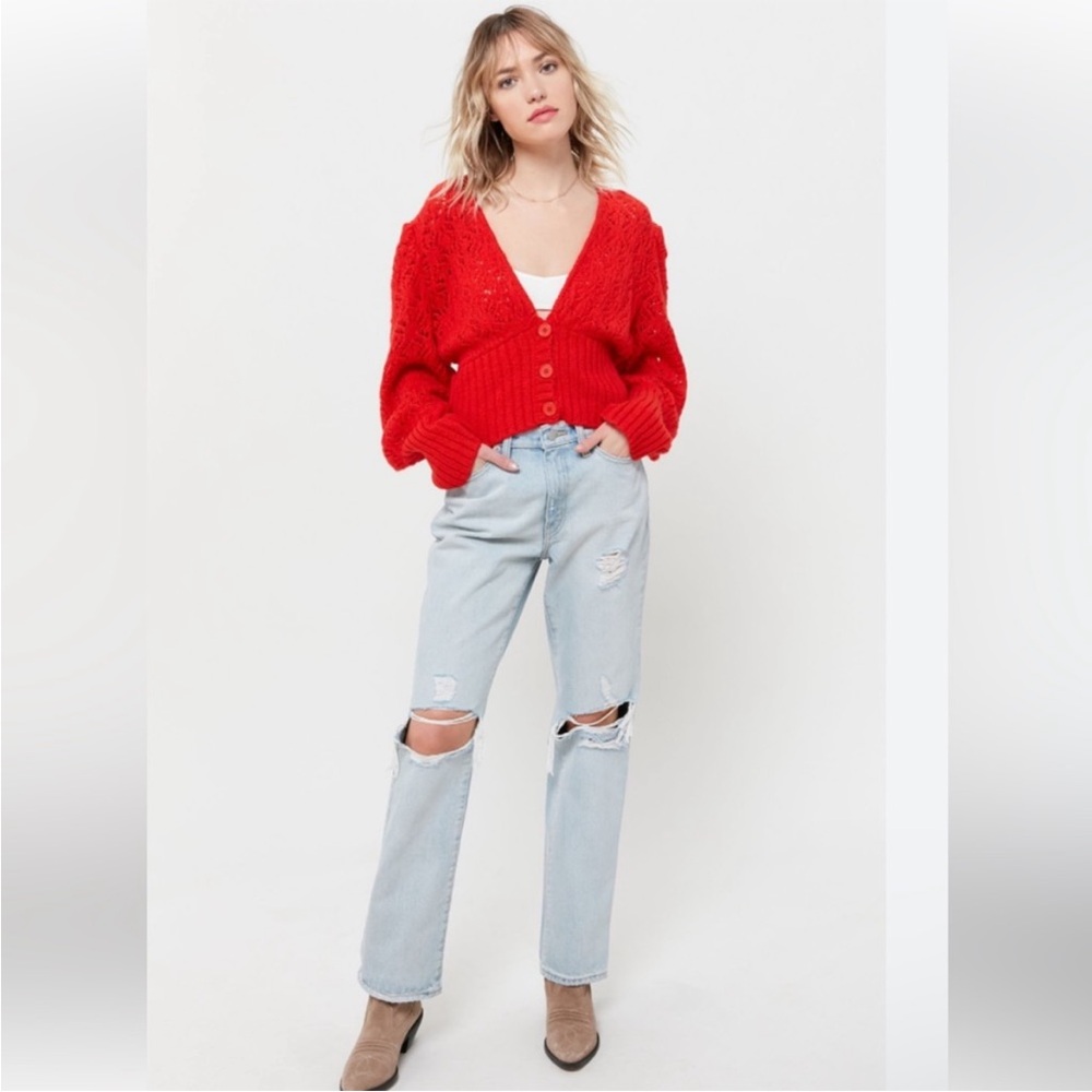 For Love And Lemons Francois V Neck Pointelle Sweater